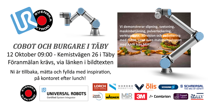 Cobot och Burgare i Täby den 12 Oktober!